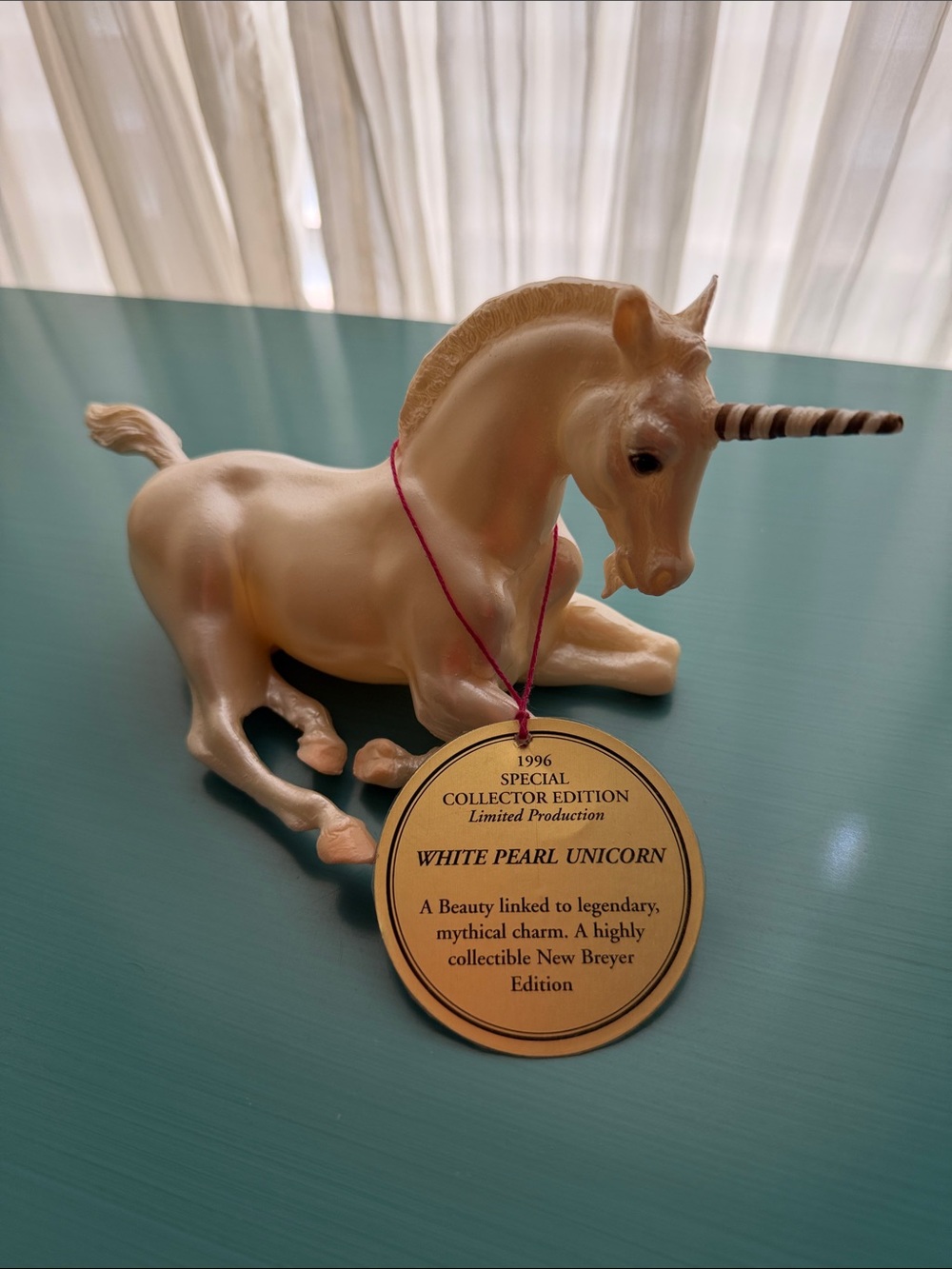 Breyer Pearl White Unicorn Figurine with Gold-Toned Horn